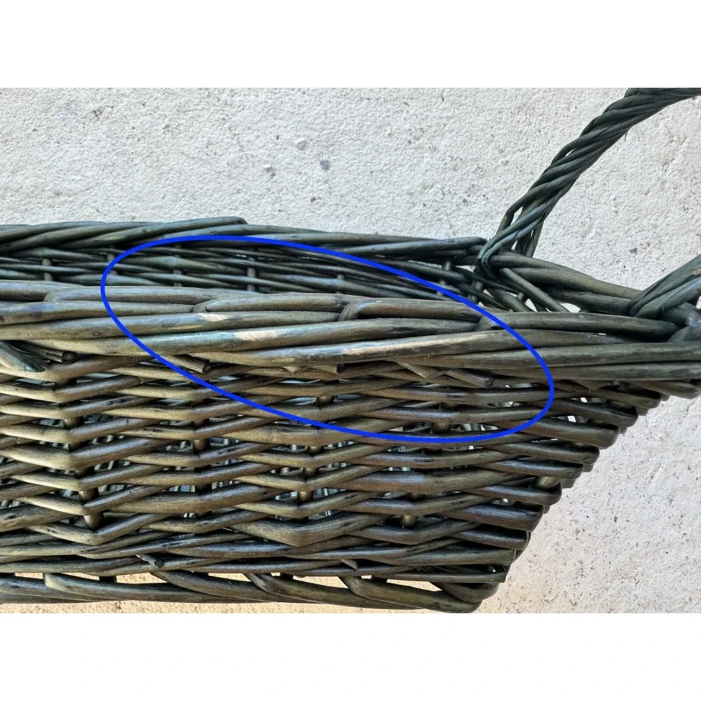 Dark Green Rectangle Shaped Wicker Basket